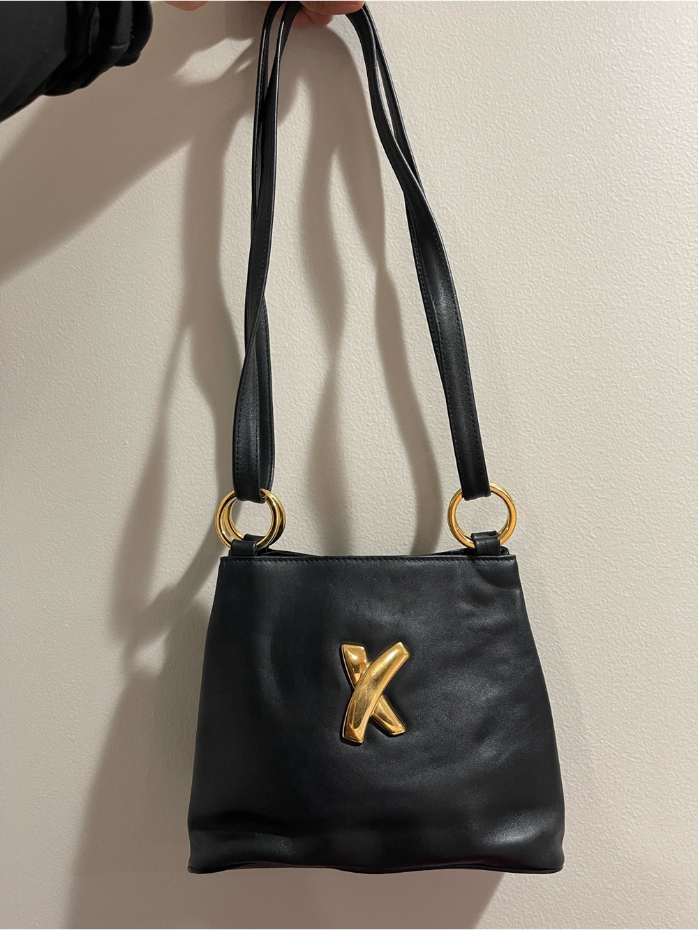 Paloma Picasso Leather Crossbody/Shoulder Bag In Black Made In Italy